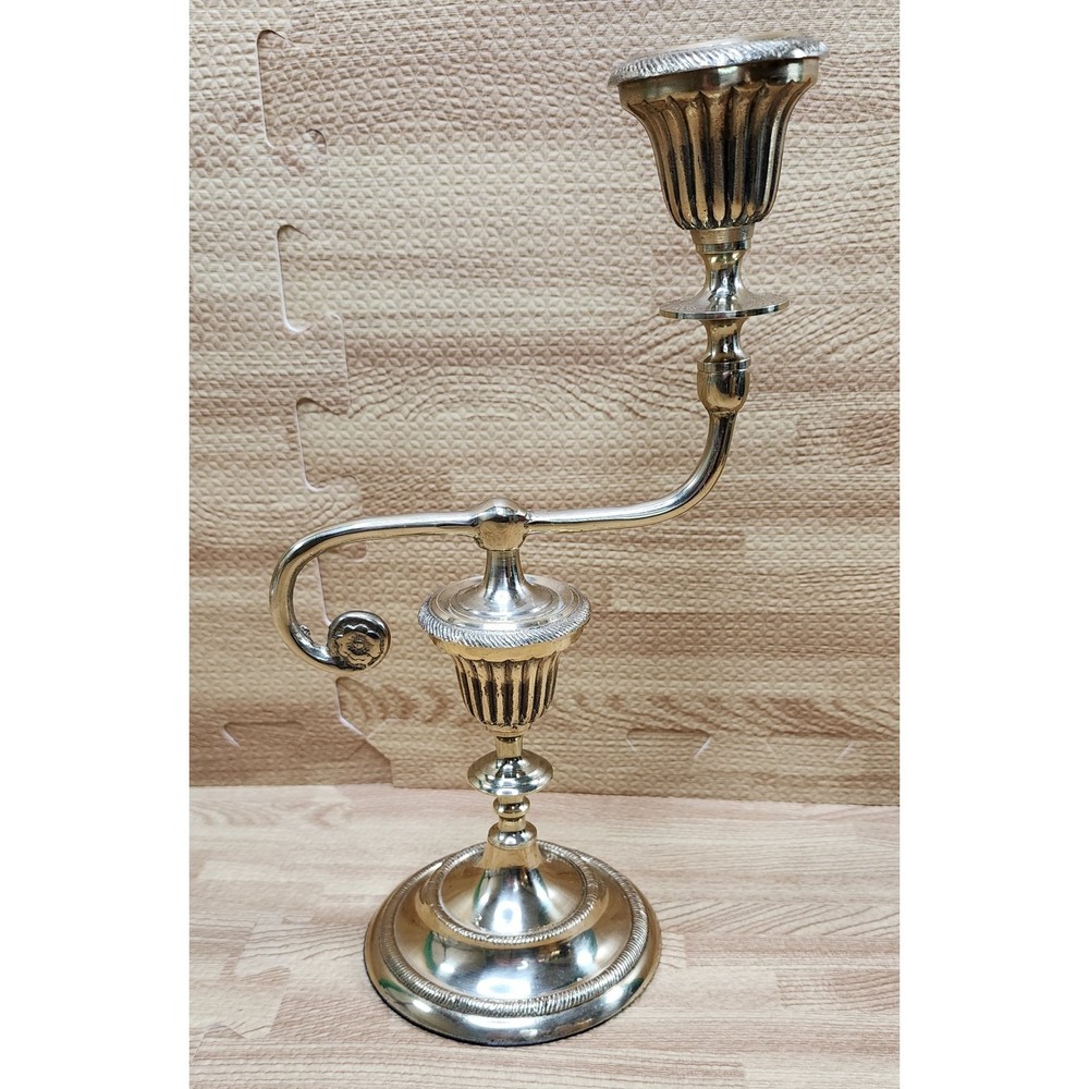 Vtg Brass Candle Holder Decorative Victorian Style Home Table Decor 1989